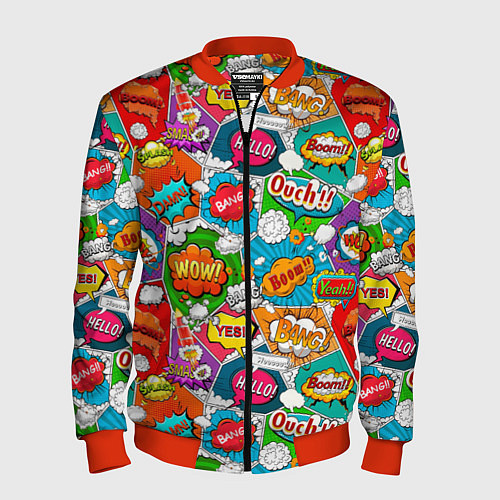 Мужской бомбер Bang Boom Ouch pop art pattern / 3D-Красный – фото 1