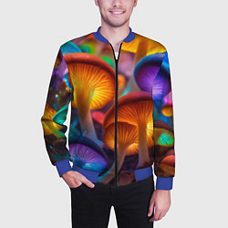 Бомбер мужской Неоновые светящиеся грибы, цвет: 3D-синий — фото 2