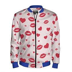 Бомбер мужской Поцелуйчики паттерн, цвет: 3D-синий