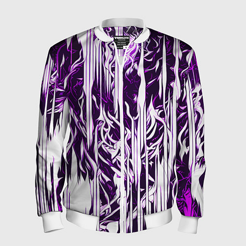 Мужской бомбер Розовые и белые абстрактные узоры / 3D-Белый – фото 1
