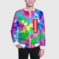 Бомбер мужской Color abstraction - summer, цвет: 3D-белый — фото 2