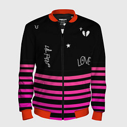 Бомбер мужской Lil Peep розовые полосы, цвет: 3D-красный