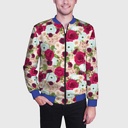 Бомбер мужской Цветочный фон, цвет: 3D-синий — фото 2