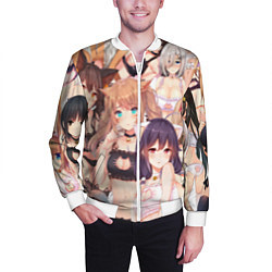 Бомбер мужской Аниме тяночки, цвет: 3D-белый — фото 2
