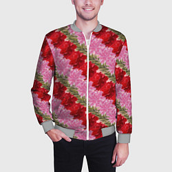 Бомбер мужской Фон с лилиями и розами, цвет: 3D-меланж — фото 2