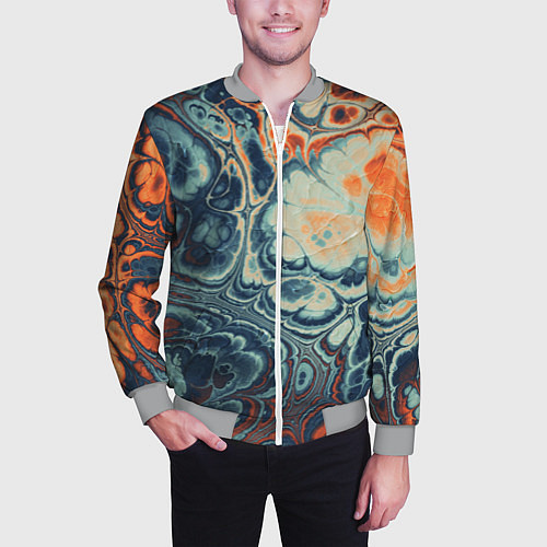 Мужской бомбер Абстрактный разноцветный узор / 3D-Меланж – фото 3