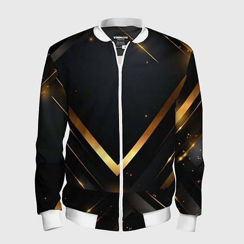 Мужской бомбер Gold luxury black abstract / 3D-Белый – фото 1
