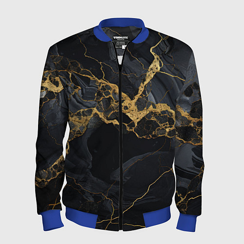 Мужской бомбер Золотой путь на черном граните / 3D-Синий – фото 1