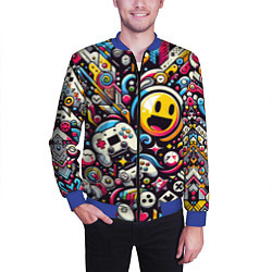 Бомбер мужской Паттерн с играми, цвет: 3D-синий — фото 2