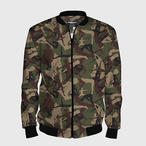 Мужской бомбер Йога и гимнастика - камуфляж / 3D-Черный – фото 1