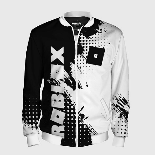 Мужской бомбер Роблокс - черно-белая абстракция / 3D-Белый – фото 1