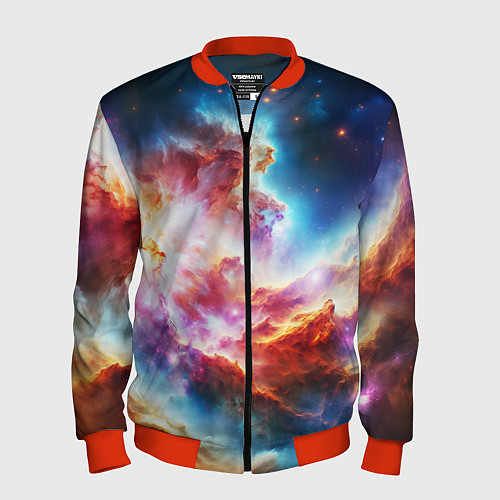 Мужской бомбер The cosmic nebula / 3D-Красный – фото 1