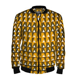 Бомбер мужской Узор из треугольников жёлтый, цвет: 3D-черный
