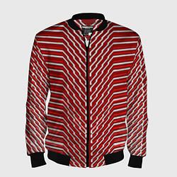 Мужской бомбер Белые линии на красном фоне