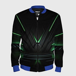 Мужской бомбер Футуристическая абстракция с зеленым неоновым свет