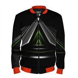 Бомбер мужской Black green abstract nvidia style, цвет: 3D-красный