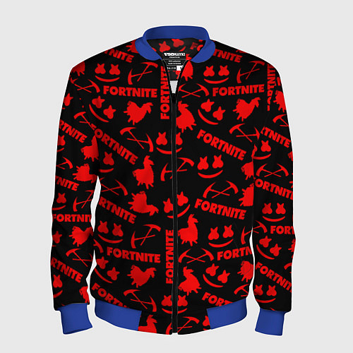 Мужской бомбер Fortnite pattern logo marshmello / 3D-Синий – фото 1