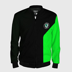 Бомбер мужской Skoda pattern sport green, цвет: 3D-черный