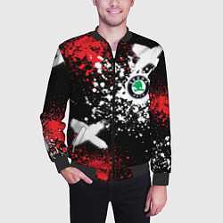 Бомбер мужской Шкода на фоне граффити и брызг красок, цвет: 3D-черный — фото 2