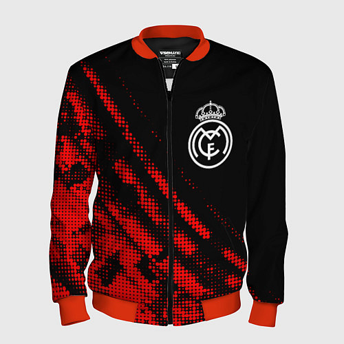 Мужской бомбер Real Madrid sport grunge / 3D-Красный – фото 1
