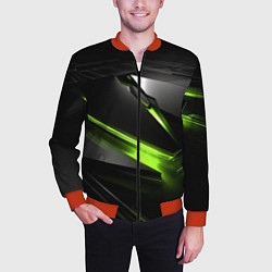 Бомбер мужской Зеленая абстрактная конструкция в стиле nvidia, цвет: 3D-красный — фото 2