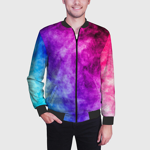 Мужской бомбер Colorful smoke / 3D-Черный – фото 3