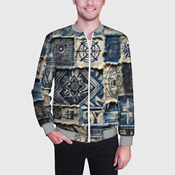 Бомбер мужской Татуировки майя на дениме, цвет: 3D-меланж — фото 2