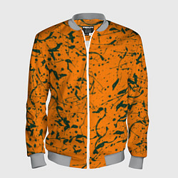 Бомбер мужской Оранжевый с брызгами зеленой краски, цвет: 3D-меланж
