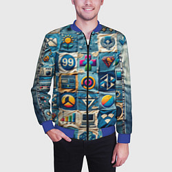 Бомбер мужской Пэчворк деним из девяностых, цвет: 3D-синий — фото 2