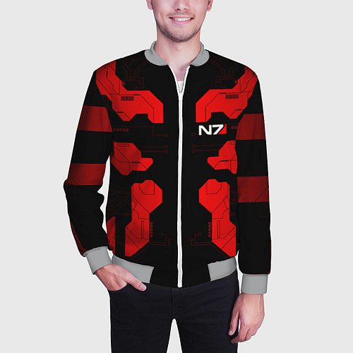 Мужской бомбер Mass Effect - Red armor / 3D-Меланж – фото 3