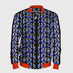 Мужской бомбер Чёрно-синий паттерн конструкция