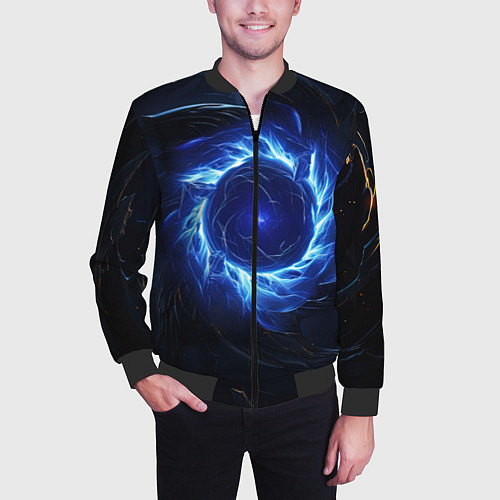 Мужской бомбер Синяя магическая абстракция / 3D-Черный – фото 3