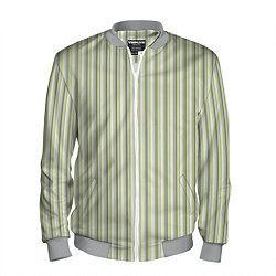 Бомбер мужской Светлый серо-зелёный полосатый, цвет: 3D-меланж