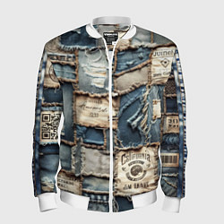 Бомбер мужской State California - пэчворк, цвет: 3D-белый