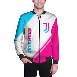 Бомбер мужской Juventus neon gradient style вертикально, цвет: 3D-черный — фото 2