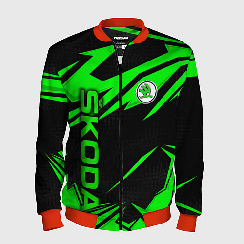 Мужской бомбер Skoda - green uniform / 3D-Красный – фото 1