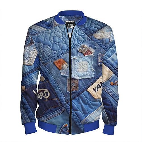 Мужской бомбер Vanguard jeans patchwork - ai art / 3D-Синий – фото 1