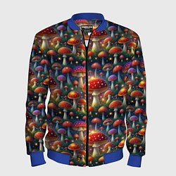 Мужской бомбер Красные мухоморы в лесу паттерн