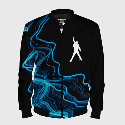 Мужской бомбер Queen sound wave / 3D-Черный – фото 1