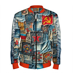 Бомбер мужской Ретро пэчворк СССР, цвет: 3D-красный