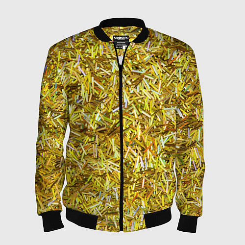 Мужской бомбер Золотые ленточки / 3D-Черный – фото 1