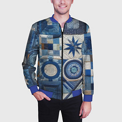 Бомбер мужской Denim patchwork - ai art, цвет: 3D-синий — фото 2