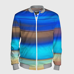 Мужской бомбер Голубые и коричневые полосы