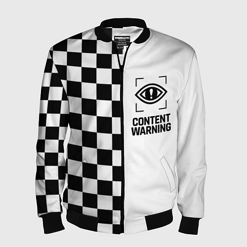 Мужской бомбер Content Warning шашечки / 3D-Черный – фото 1