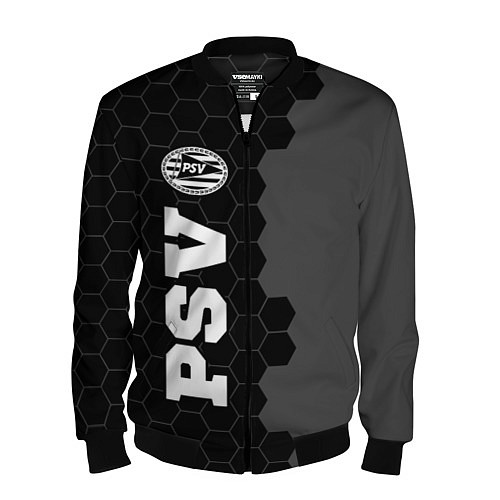 Мужской бомбер PSV sport на темном фоне по-вертикали / 3D-Черный – фото 1