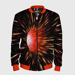 Мужской бомбер Червоточина - огненные лучи