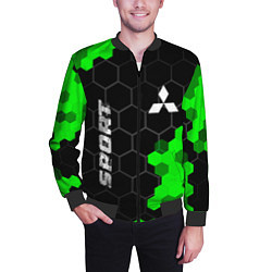 Бомбер мужской Mitsubishi green sport hexagon, цвет: 3D-черный — фото 2