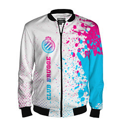 Бомбер мужской Club Brugge neon gradient style по-вертикали, цвет: 3D-черный