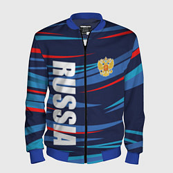 Бомбер мужской Россия - blue stripes, цвет: 3D-синий