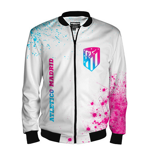 Мужской бомбер Atletico Madrid neon gradient style вертикально / 3D-Черный – фото 1